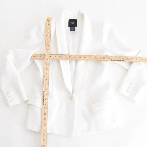 Smythe Les Vest White 33% Linen Single Button Closure Fitted Blazer 4 - Picture 4 of 13